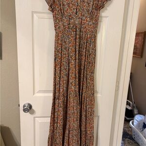 NATURAL LIFE Floral Maxi Dress - Orange and Blue